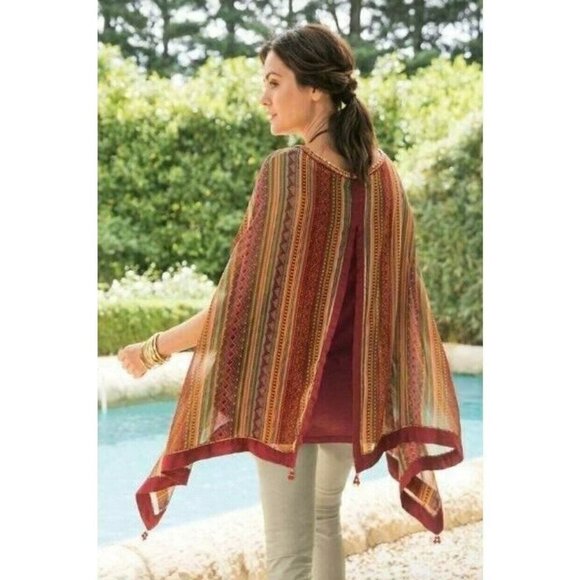 Soft Surroundings Gypset Beaded Layered Kimono Tunic Top S/M NWOT - Picture 1 of 7